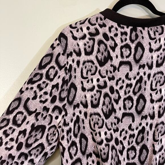 COC Bomber Jacket Womens 1XL Animal Leopard Print Full Zip Black Gray - Picture 5 of 9